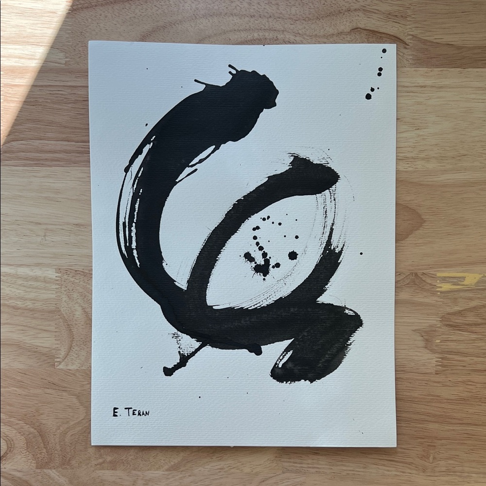 Original Abstract Black Ink Art Piece